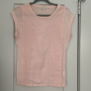 Light Pink J. Crew embroidered cap sleeve blouse